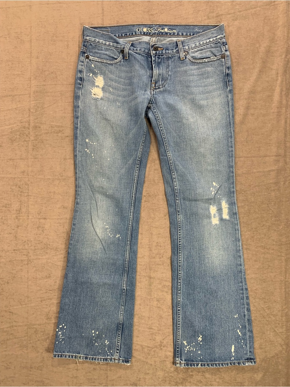 Guess Foxy Vintage Y2K Low-Rise Distressed Bootcut Jeans Light Wash Size 29